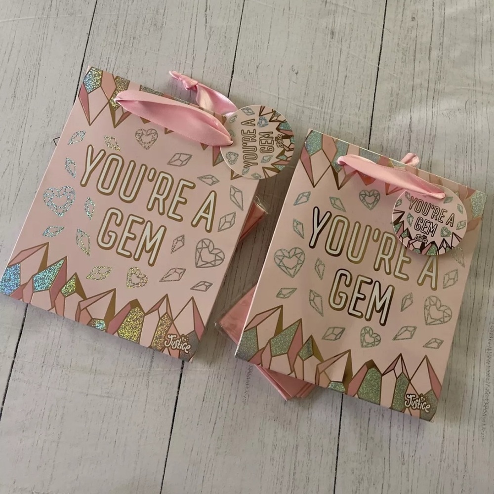 Justice 'You're a Gem' Gift Bags - Pink and Gold